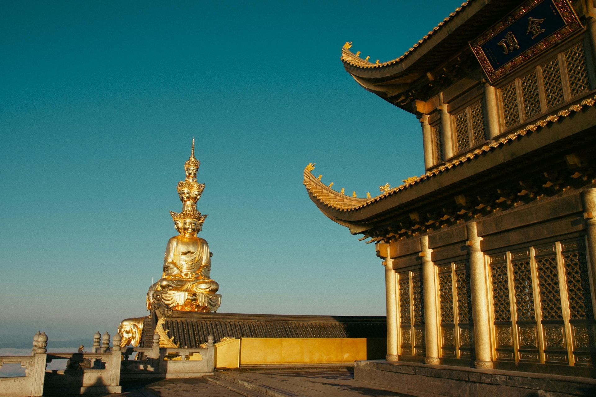 Golden Buddha and Temple at Mount Emei